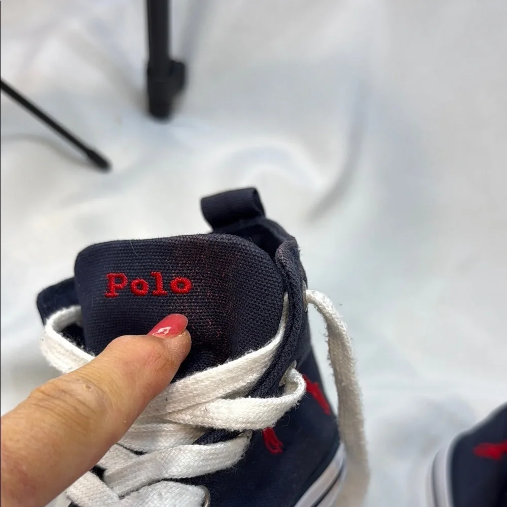 Polo Ralph Lauren Kids' size 3, Navy High-Top Sneakers, pre-owned, ***READ!*** - Picture 2 of 16